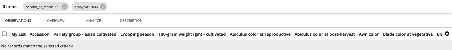 Apply filters button to execute the trait search