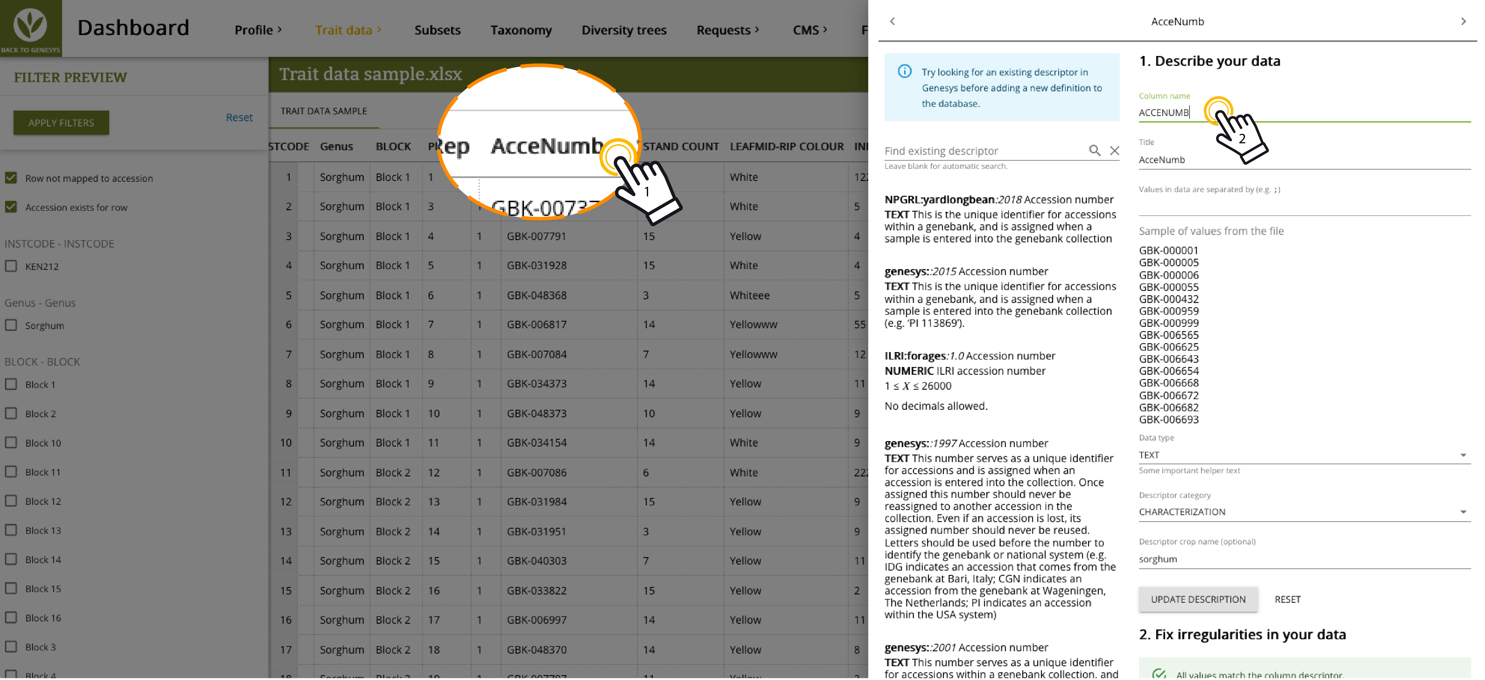 Map minimum passport data columns
