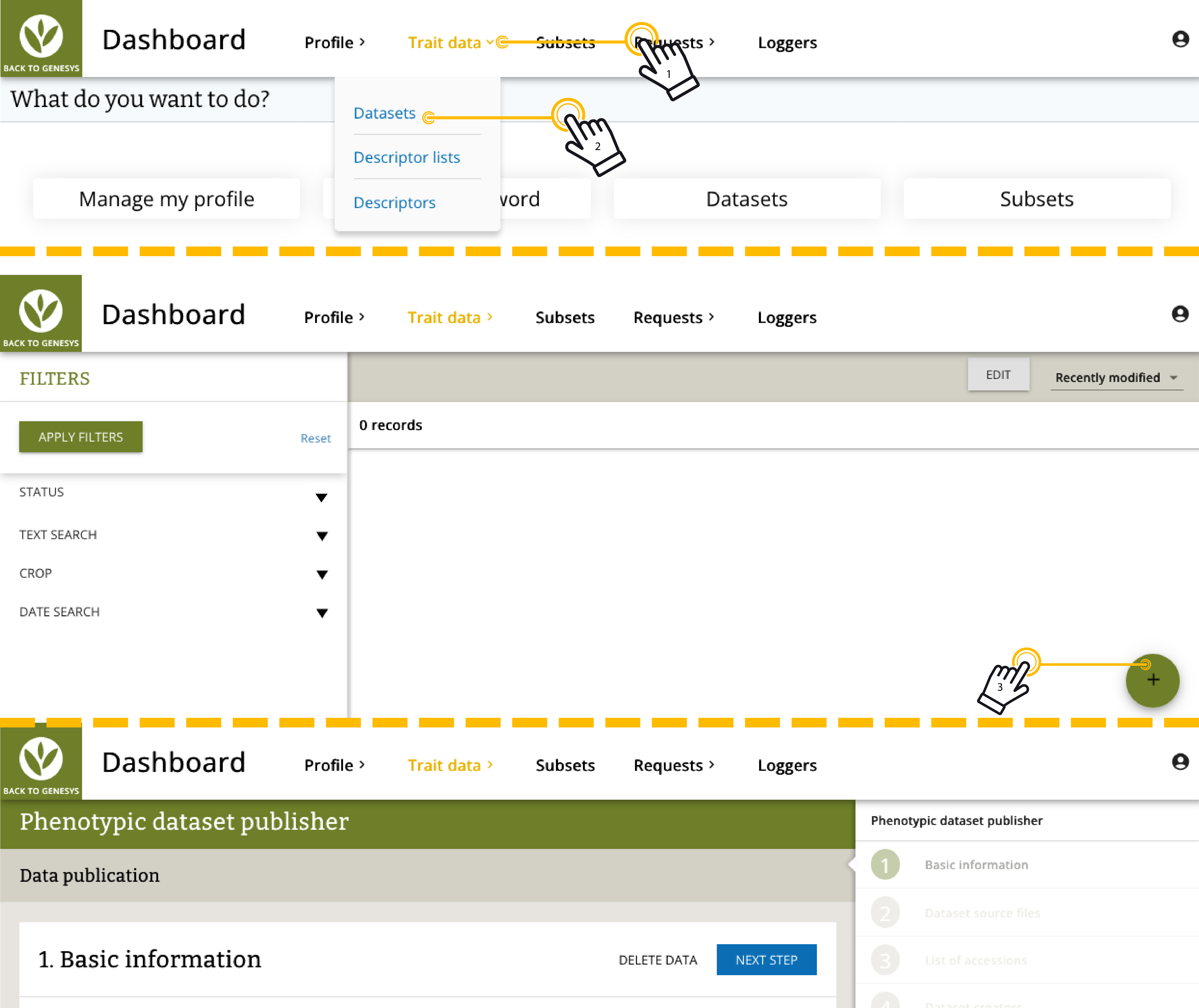 Accessing the trait data uploader