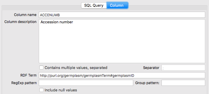 Mapping the ACCENUMB column