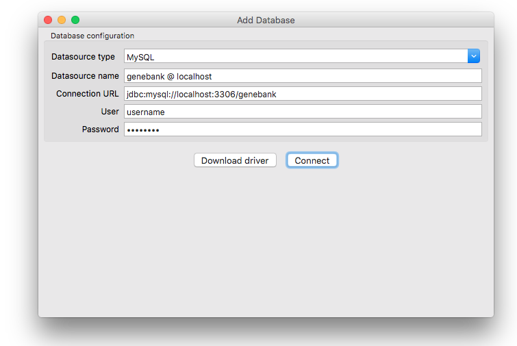 Adding a database as data source